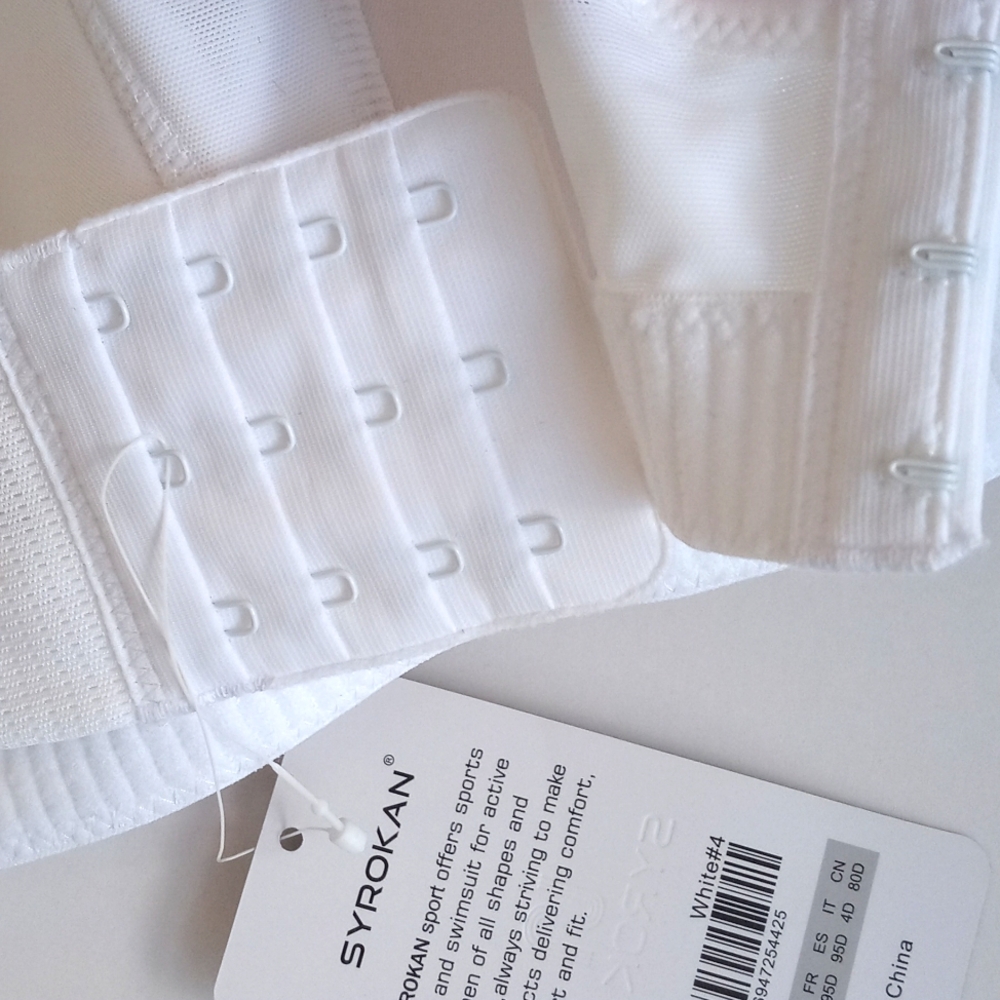 SYROKAN Women's White High Impact Padded Wireless Sports Bra 36D - Picture 12 of 16